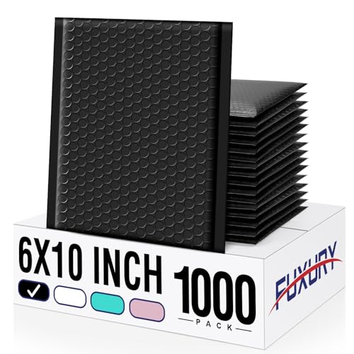 Image of Fuxury Black Bubble Mailers 6x10 inch Padded Envelopes 1000Pack | Strong Adhesion Thick Padded Mailers for Small Business Mailing Small Items,Jewelry,Makeup