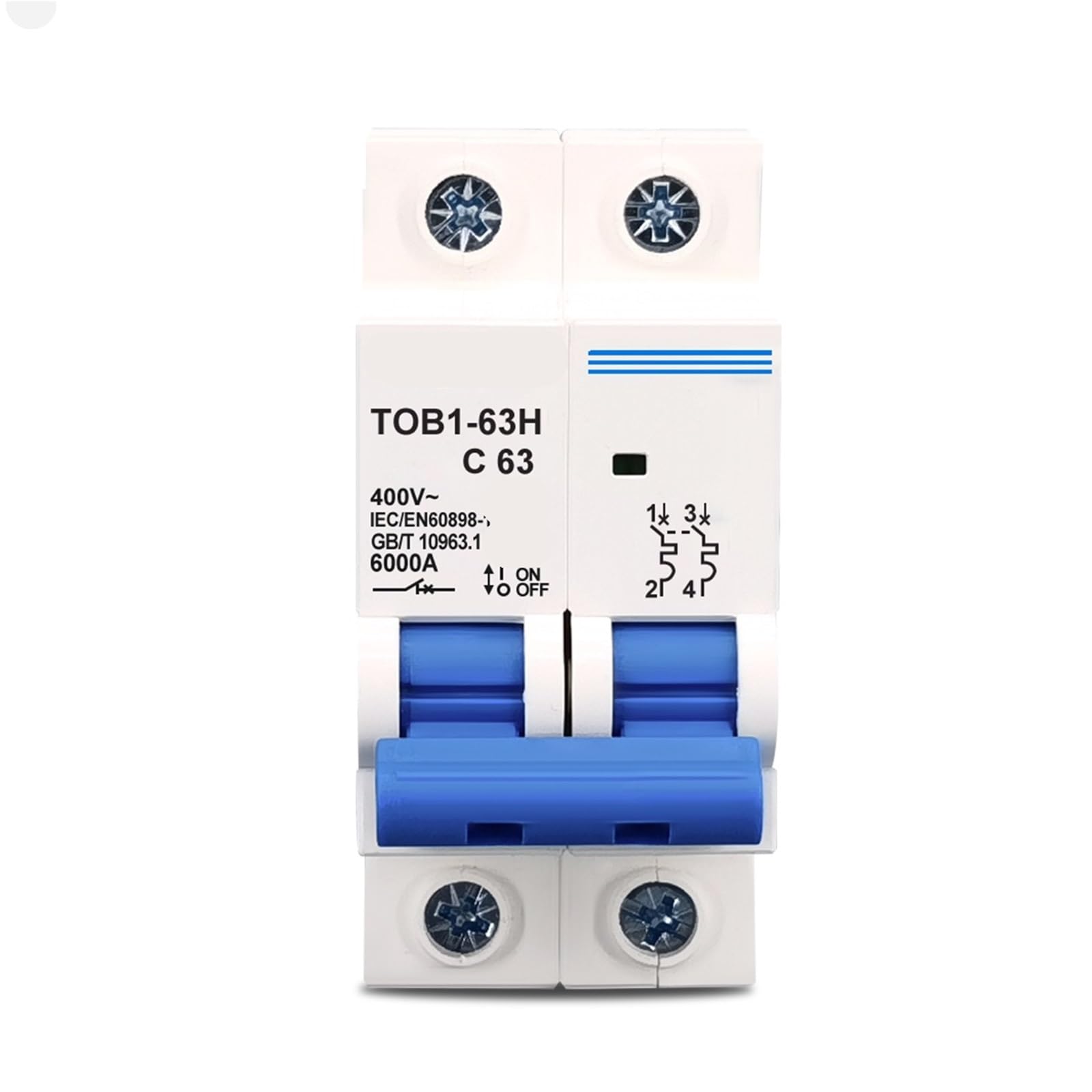Interruptor automático bipolar 2P TOB1-63 de 25 amperios para cuadro eléctrico 4