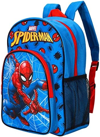 William Lamb Spiderman Kids Childrens Premium Backpack School Travel Bag with side mesh pocket and front zipped pocket, Multicolour, 36.7cm (height), 26cm (width), 13cm (depth) (02908)