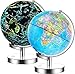 Produktbild EXERZ 23cm Leuchtglobus Metallsockel - Englische Karte - Schülerglobus Mit Kabelfreier LED-Beleuchtung Bei - Politische Karte (Tageszeit) - Konstellation Sterne (Nacht) - Spaß und Bildung