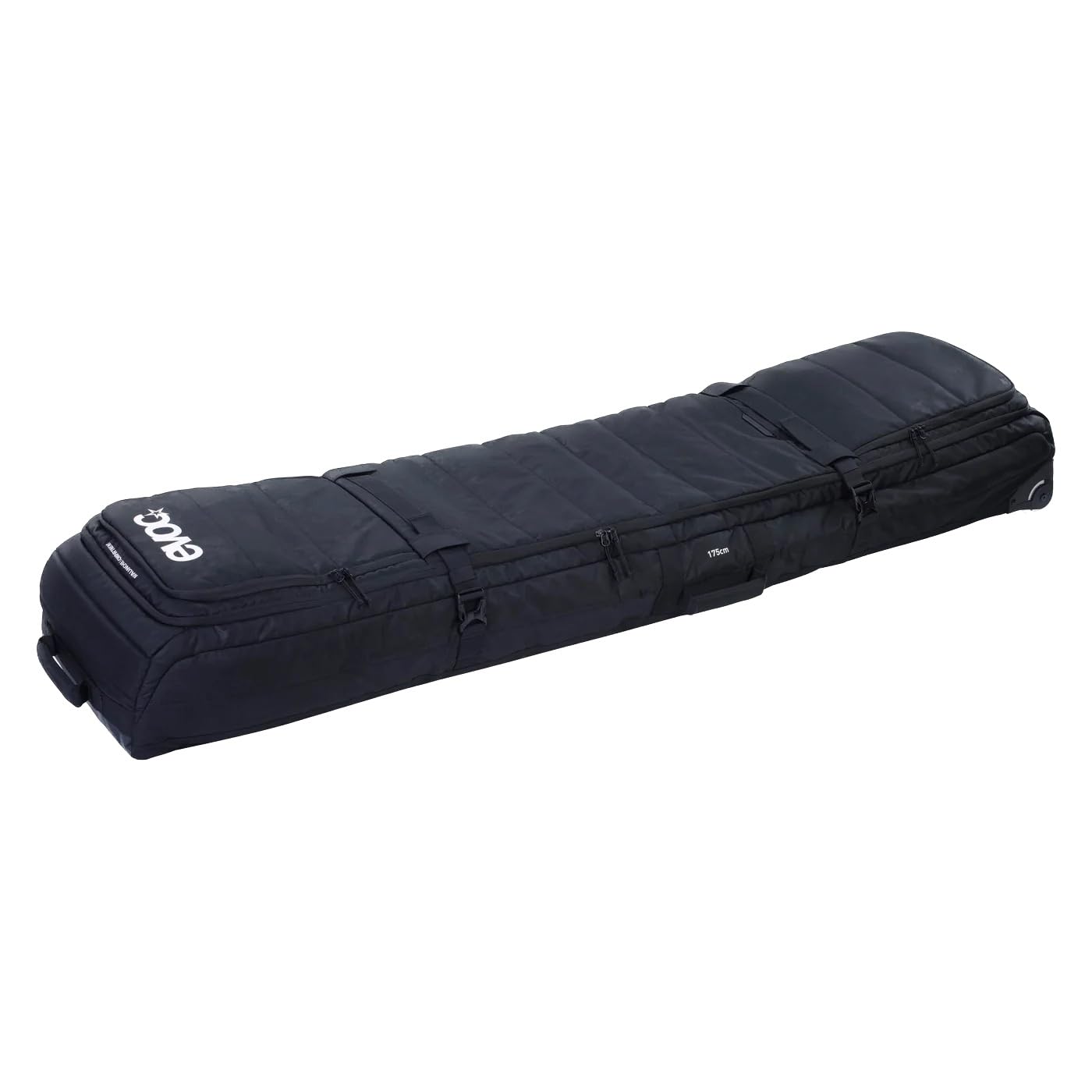 EVOC Snow Gear Roller ski and Snowboard Bag (for 3-4 Pairs of skis or 2 Snowboards, Padded, Foldable, Replaceable Skate Wheels, Avalanche Compartment, Size: M), Black