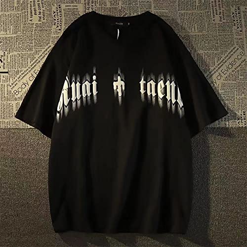 Gothic Casual Loose Oversized T-Shirt Harajuku Street Trend Men and Women Personalized Print Rock Animation Punk3
