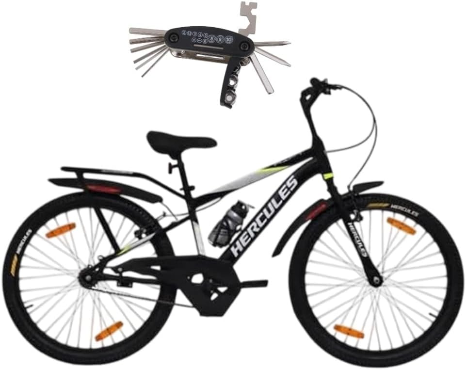 Hercules Rift 26T MTB Style Bicycle for Boys & Girls | 26 Inch Mountain Bike | Single Speed Cycle | Durable Steel Frame | Front Suspension | Power V-Brakes | Suitable for Teens & Adults