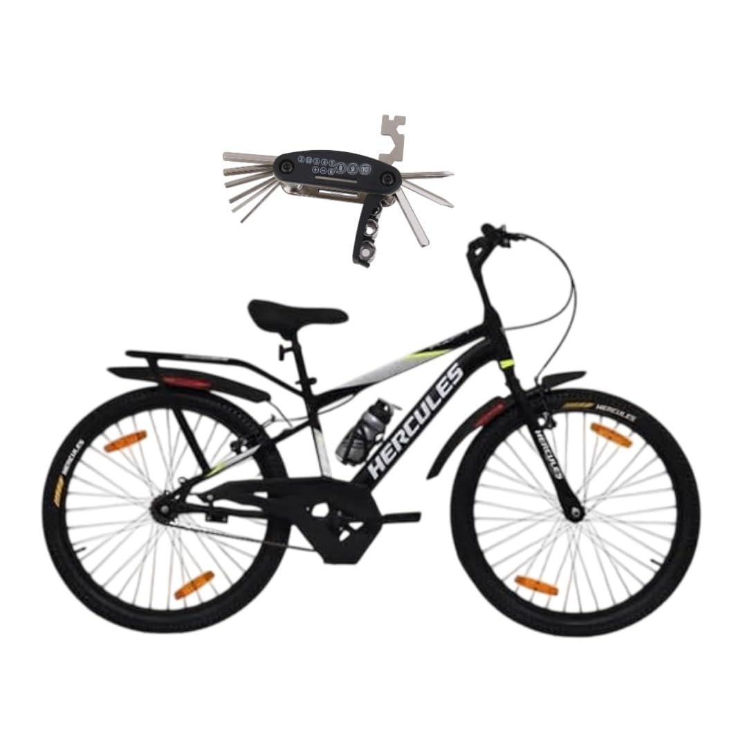 Hercules Redeem 24T Ranger Bicycle | Single Speed | Power Brake | IBC Carrier | 85% Assembled Steel Cycle for Boys & Girls Age 9–13 Years | Black-image-34