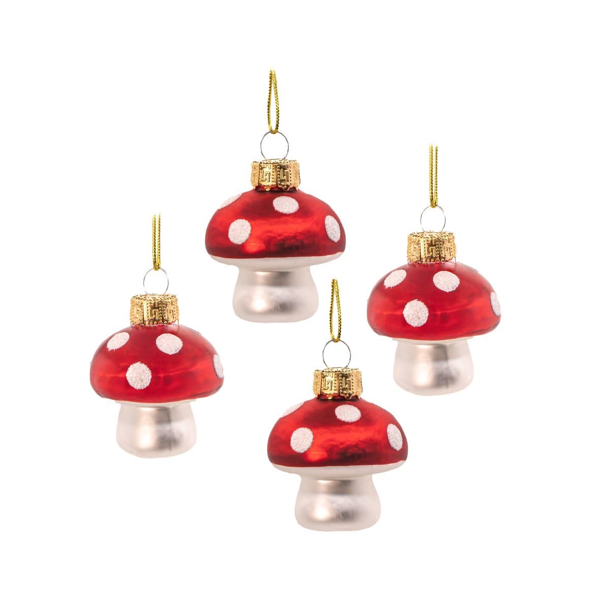 Sass & Belle Set of 4 Hanging Toadstool Christmas Tree Decorations