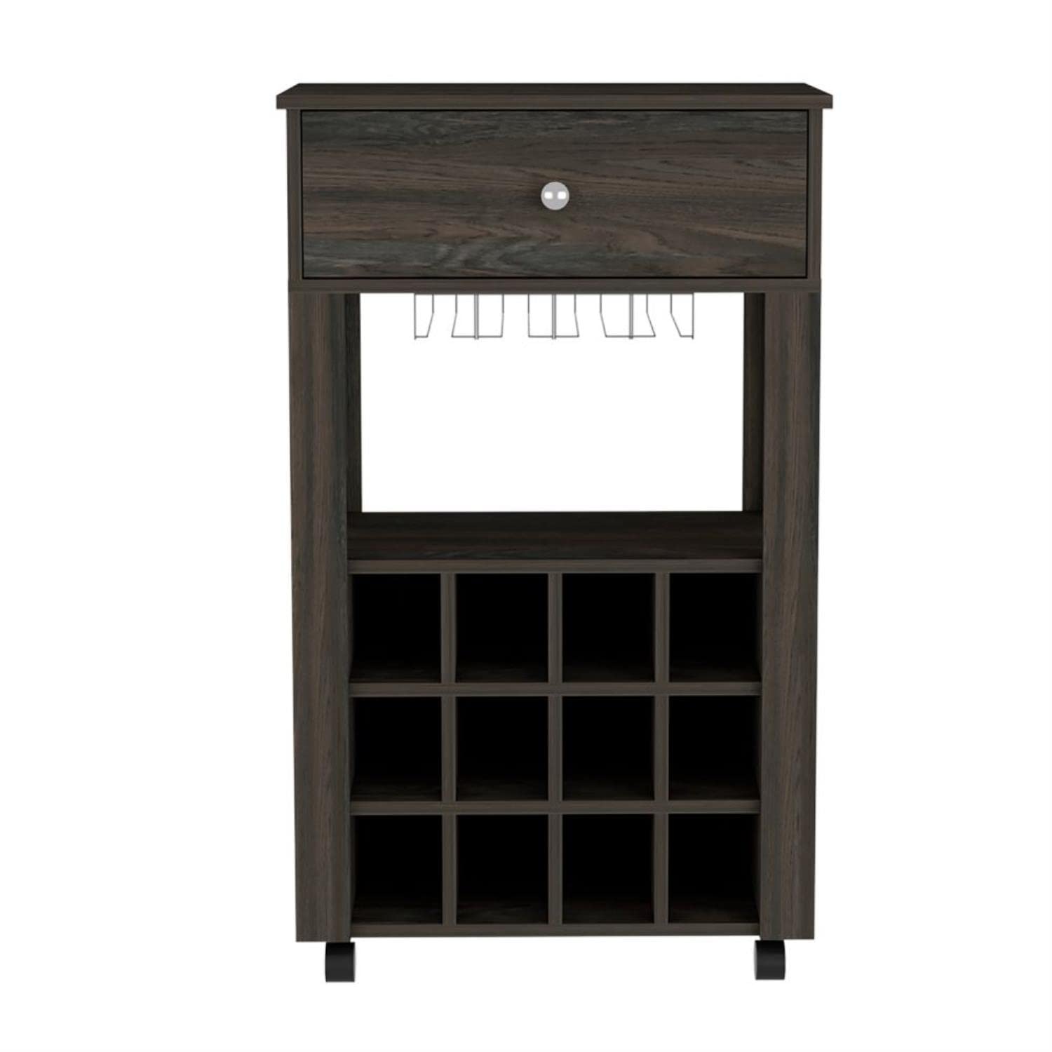 Margh Bar Cart by DEPOT E-SHOP – 23.62"W x 39.37"H x 13.98"D, Engineered Wood, Espresso, Model DE-BLC6719