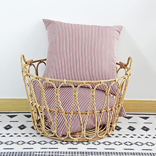 Jojusis Striped Throw Pillow Covers Soft Solid Farmhouse Classic Decorative Cushion Pillowcases For Sofa Bedroom Car 18 X 18 Inch Red Pack Of 2 #TOP4