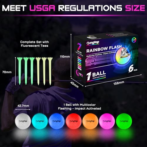 KINGTOP Multicolor Flashing LED Golf Balls