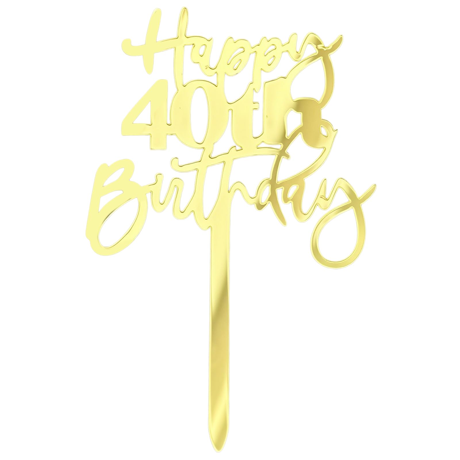 Shensuii Fabulous Happy 40th Birthday Cake Topper for Women Men, Gold 1Pcs