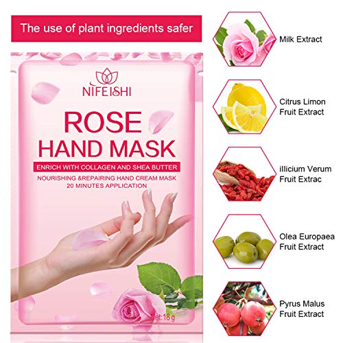 Hand Peel Mask, (5 Pack) Rose Moisturizing Gloves, Moisturizing Natural Therapy Gloves, Exfoliating Hand Peeling Mask… - Image 4