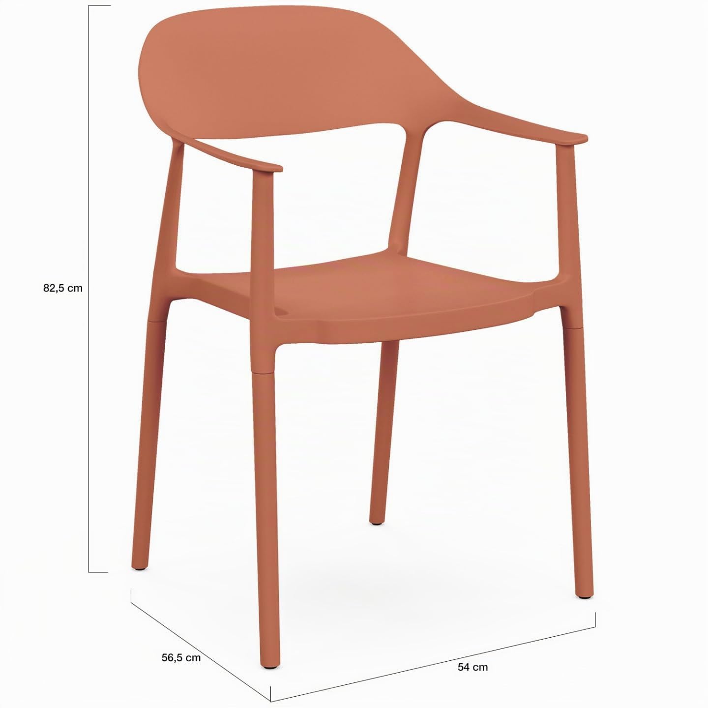 IDMarket - Lot de 4 chaises de Jardin empilables SUZON Terracotta