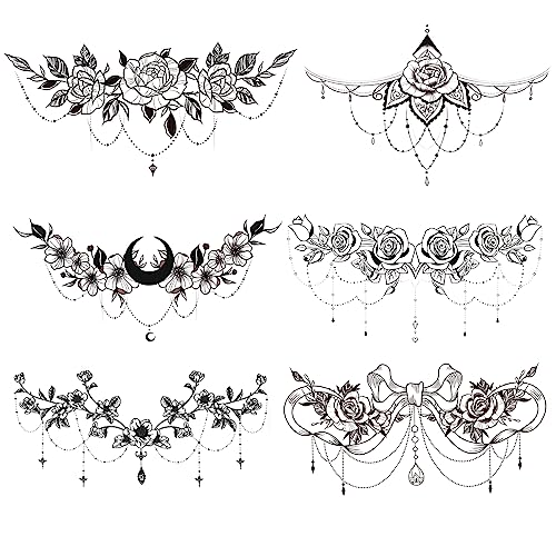 6 Blätter Fake Tattoo Aufkleber Für Frauen -...