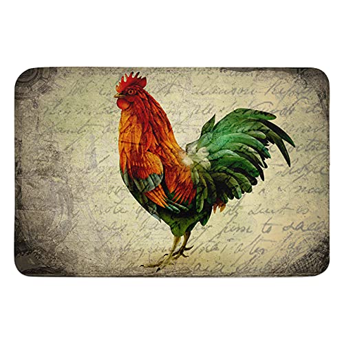 Rustic Farmhouse Rooster Chicken Farm, Bathroom Shower Mat Doormat Non Slip,Floor Rug Absorbent Carpets Floor Mat Home Decor for Kitchen Bedroom Rug, 16