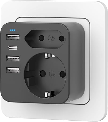 Mehrfachsteckdose mit 4 USB Netzstecker,Doppelstecker für USB Steckdose,Mehrfachstecker für USB Steckdose und USB C Adapter, Wand Ladegerät,…
