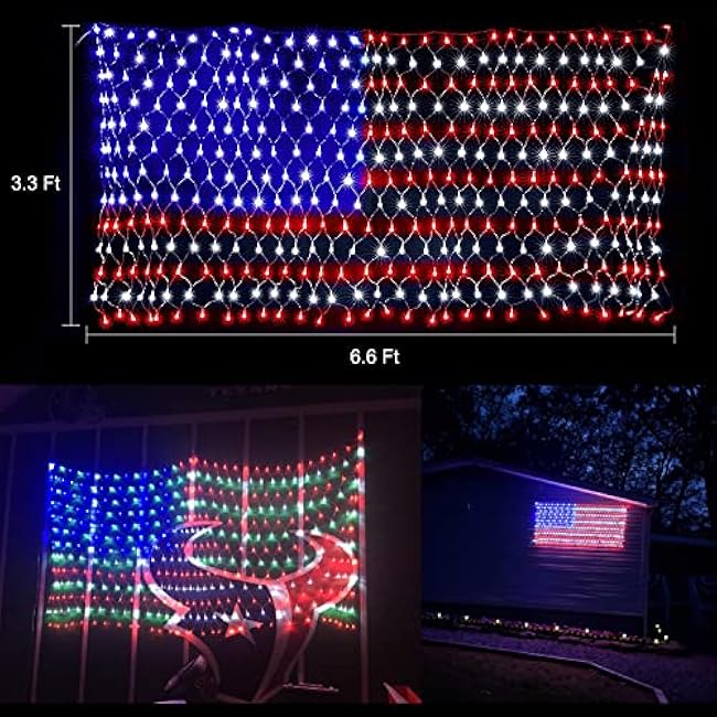 American Flag Lights with 420 Super Bright LEDs,KAZOKU Waterproof Led Flag Net Light of The United States for Yard,Garden Decoration, Festival, Holiday, Party Decoration,Christmas Decorations