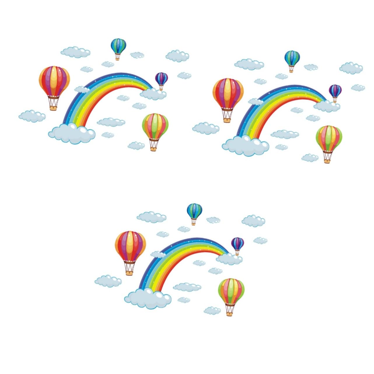 Abaodam 3pcs Adorable Wall Decal Graffiti Wallpaper Stickers Removable Wall Sticker Rainbow Wallpaper Hot-air Balloon Wall Sticker Hot Air Balloon Decor Doors and Windows Cartoon