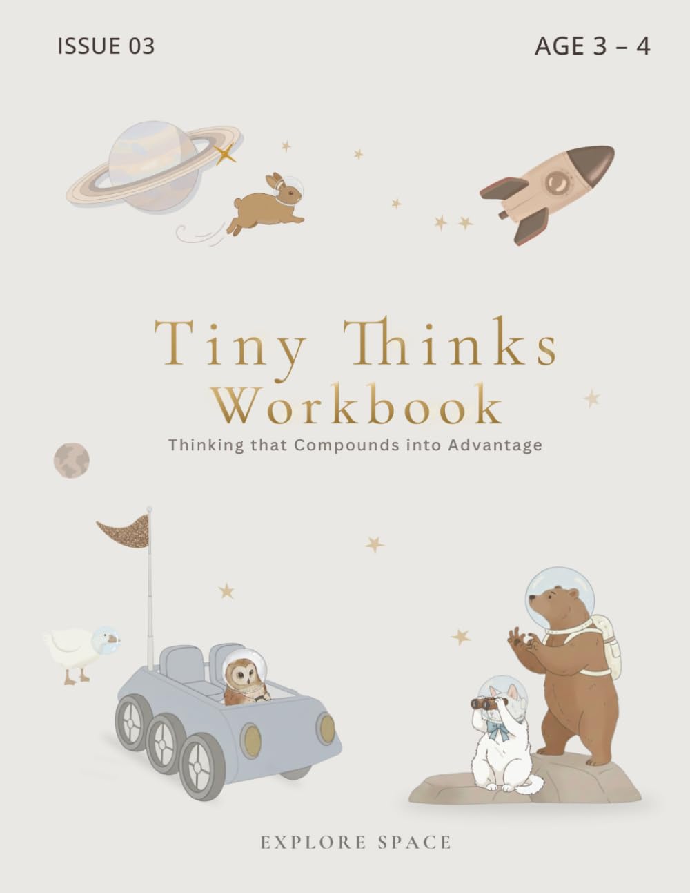 Preschool Activity Workbook for 3 Year Olds Ages 3-4 | Screen-Free Counting, Tracing & Matching | Tiny Thinks Space Edition: Calm Toddler Activity ... Space Workbook for Preschoolers