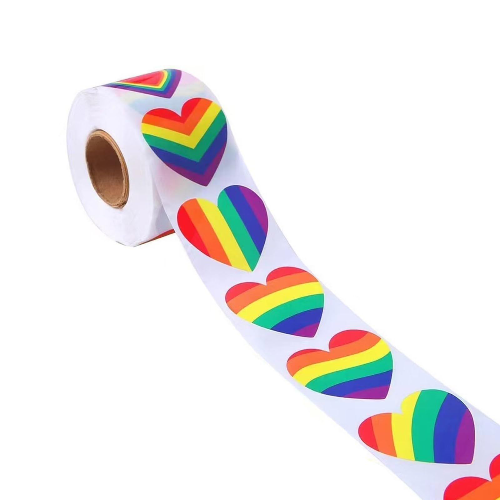 Lerpwige 500Counts Rainbow Heart Sticker 1Inch 1.5Inch Adhesive Wrapping Labels for Envelope Card Box Packaging Decoration Valentine Heart Sticker