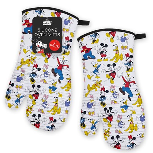 Image of Disney Mickey Silicone Oven Mitts, Set of 2 7 inchx13.5 inch, Heat Resistant 450F
