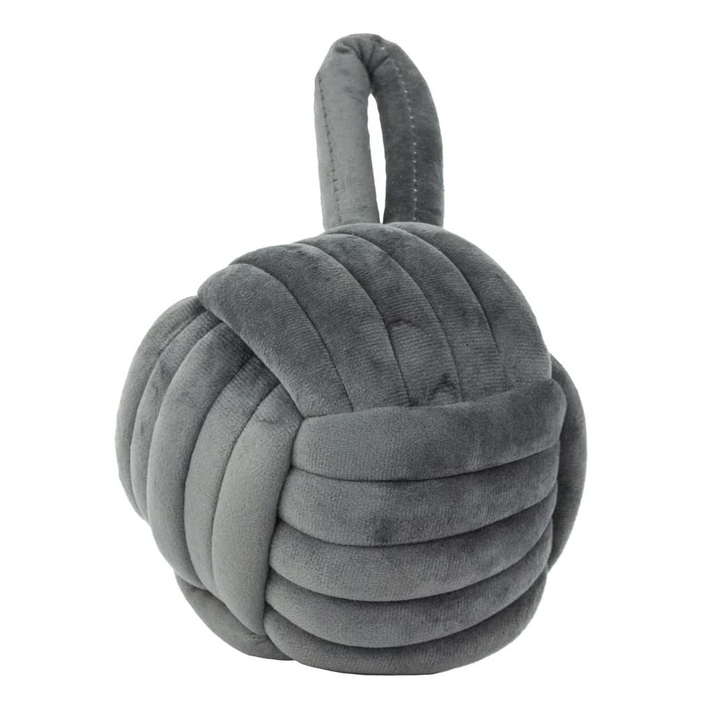 Furn. Charcoal Furn Knot Velvet Door Stop – Soft Plush Weighted Decorative Doorstop, Modern Home Decor ( - Grey)