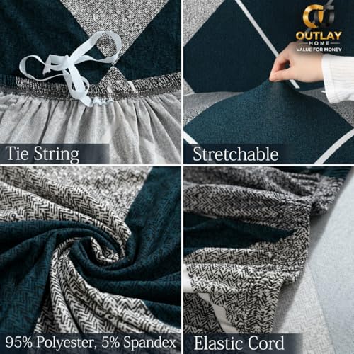 Image of Universal 3 Seater Sofa Cover with Elasticity, Protective, Stretchable, Spandex & Polyester Sofa Slipcover (3 Seater, 185cm * 230cm) (Blue Lining)