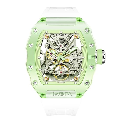 Haofa 腕時計メンズ 機械式自動巻き 時計 k9水晶ガラスケース 腕時計 スケルトン 中空の文字盤 おしゃれ 高? 防水 紳士腕時計人気 男性プレゼント