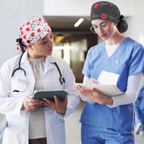 Image of Honoson 6 Pcs Scrub Caps Women with Buttons