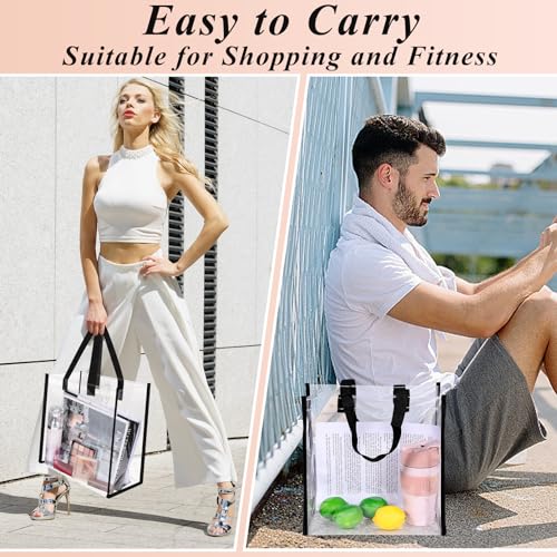 12 Pack Clear Tote Bags, Stadium Approved, Plastic Tote Bags with Handle, Transparent Plastic Tote Gift Bags for Work, Sports, Shopping, Beach, Concerts (12x12x6 Inch)4