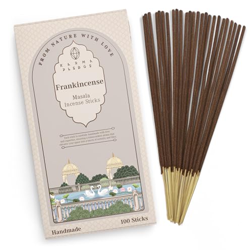 Incense-Sticks-Frankincense-Myrrh-Incense-Pack-of-100-Stick-Hand-Rolled-Aromatic-Masala-Made-with-Natural-Ingredients-45-60-Min-Burn-Time-Best-for-Home-Fragrance-Meditation-Yoga-Relaxation