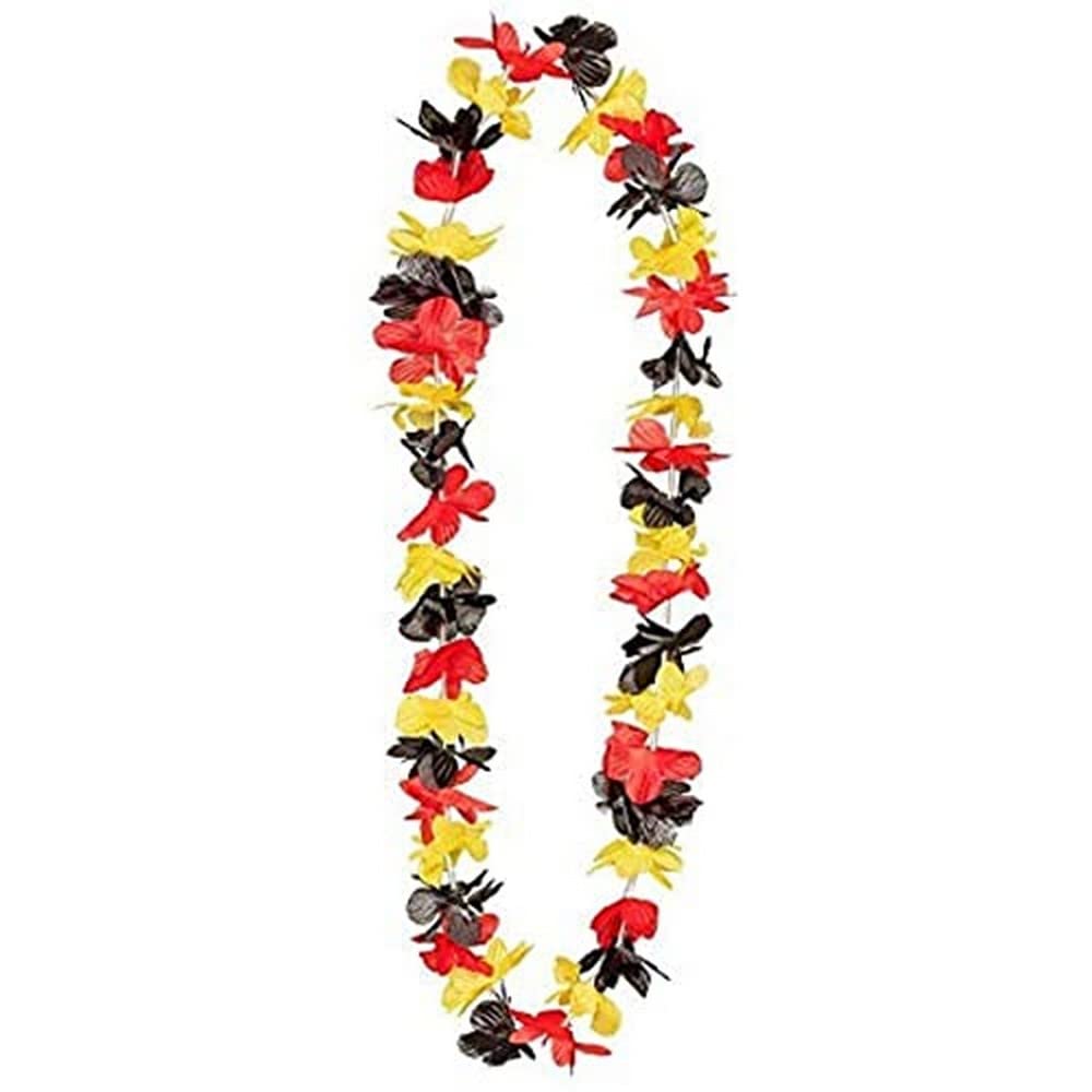 Boland 62034 – Chaîne hawaïenne Belgique 1 pièce Taille unique Jaune/noir/rouge Collier Allemagne Tricotore Football Viewing Public Fleurs, Accessoires Déguisement, Carnaval, Fête à thème