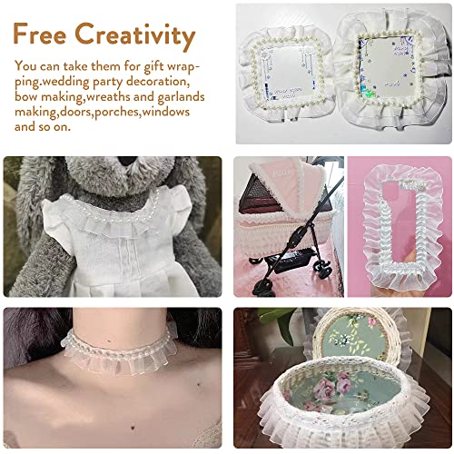 Lanehua 5 Yards Beaded Pearl Trimming Lace Ribbon For Bridal Wedding Decorations thumb #5