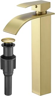 RUMOSE Tall Bathroom Faucet Vessel Sink Faucet with Drain, Brushed Gold