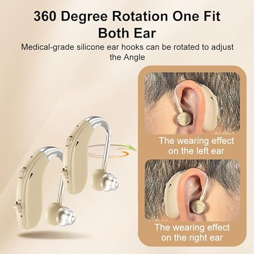 Image of Fastwell F27-2 Unit For Both Ear Rechargeable Hearing Aids for Adults with Hearing Loss, Mild To Moderate, Noise Reduction Ear Machine, (Beige-Pair) 1-Year Warranty