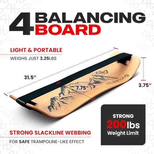 Image of Balance Board for Kids - Slackline Wooden Wobble Board | Balance Trainer for Coordination, Training for Skateboard, Snowboard, Football, Soccer, Baseball, Basketball