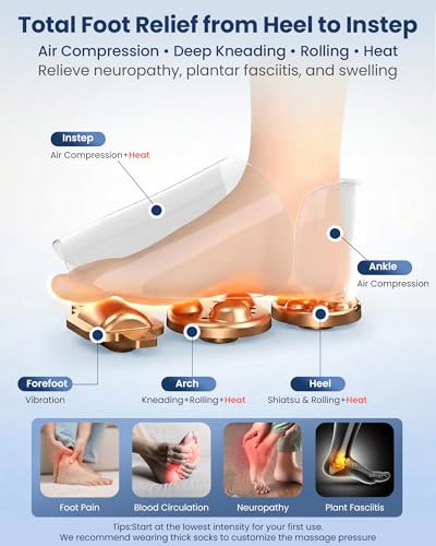 Image of COMFIER 2026 Upgrade Shiatsu Foot Massager,Feet Massager for Neuropathy Plantar Fasciitis Relief,3 Kneading,3 Heat,3 Vibration & 5 Compression, Fit Up to 14,Relax for Home Office Use