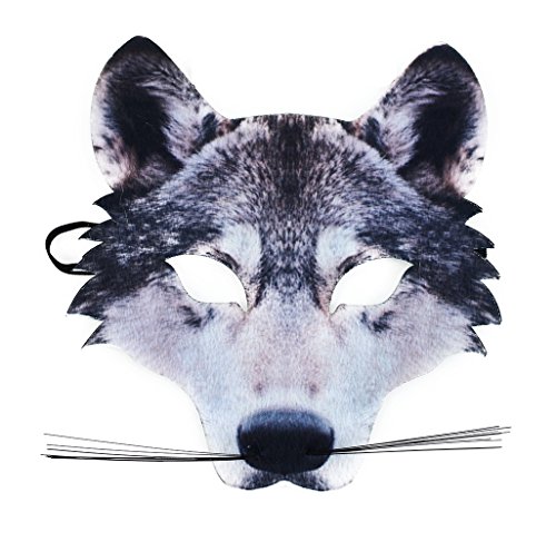 Rappa 160026 Lebensechte Tiermaske Wolfmaske Karnevalsmaske Wolf Grau