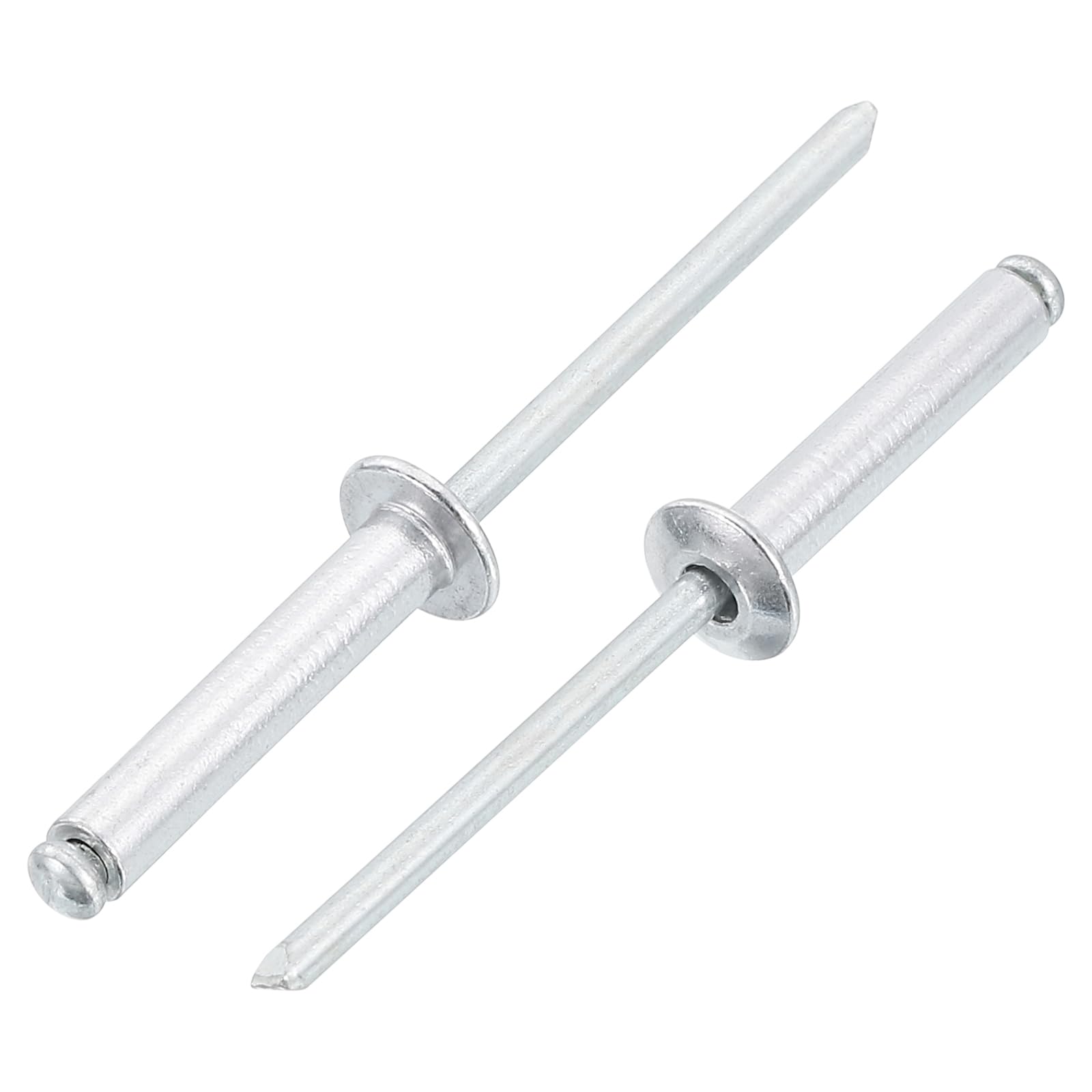 sourcing map 100Pcs 5/32"x3/4" Aluminum Blind Rivets, Aluminum Grip and Steel Mandrel, Dome Head Long Split Rivets for Metal, Furniture, Automotive, Silver