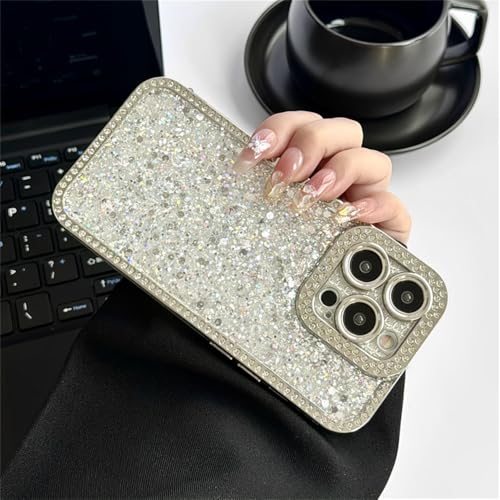 Coque iPhone antichoc argentée paillettes diamants brillants - 6