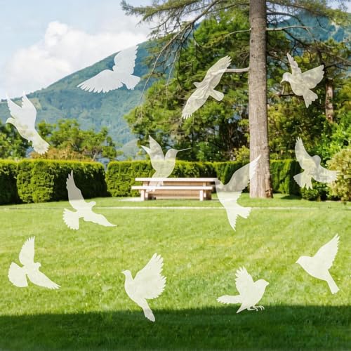 Autocollant Fenêtre Anti-Collision Stickers, Autocollant Porte PVC Statique 4 Pcs 22x30cm, Oiseaux (16), Papillons (24), Plantes (26), Décoration Verre...
