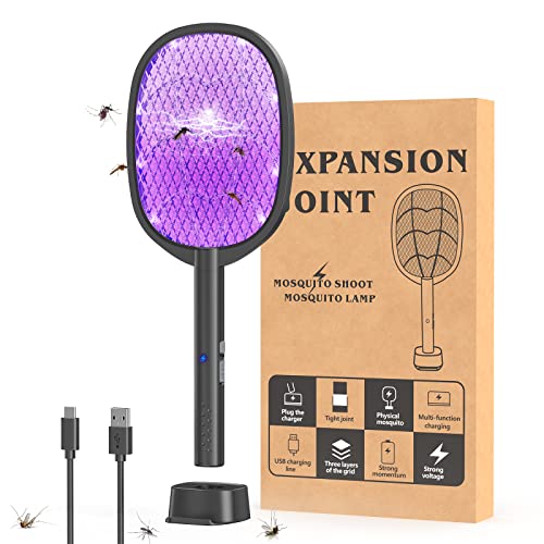 Image of Electric Fly Swatter Racket & Mosquito Zapper 4000v 2 in 1 USB Rechargeable Bug Zapper Mosquito Swatter for Indoor and Outdoor