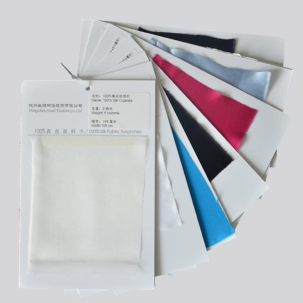 CISULI Pure Mulberry Silk Fabric Swatches & Color Card (Silk Swatches)