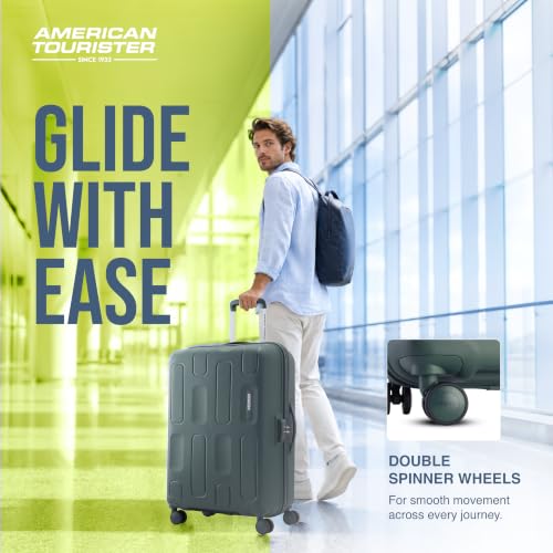 Image of American Tourister Ivy 2.0 | Medium Size Check-in Trolley Bag (68 cm) | 360 8 Wheel Travel Luggage | Hard Case Polypropylene (PP) Suitcase | Combination Lock | Dark Forest
