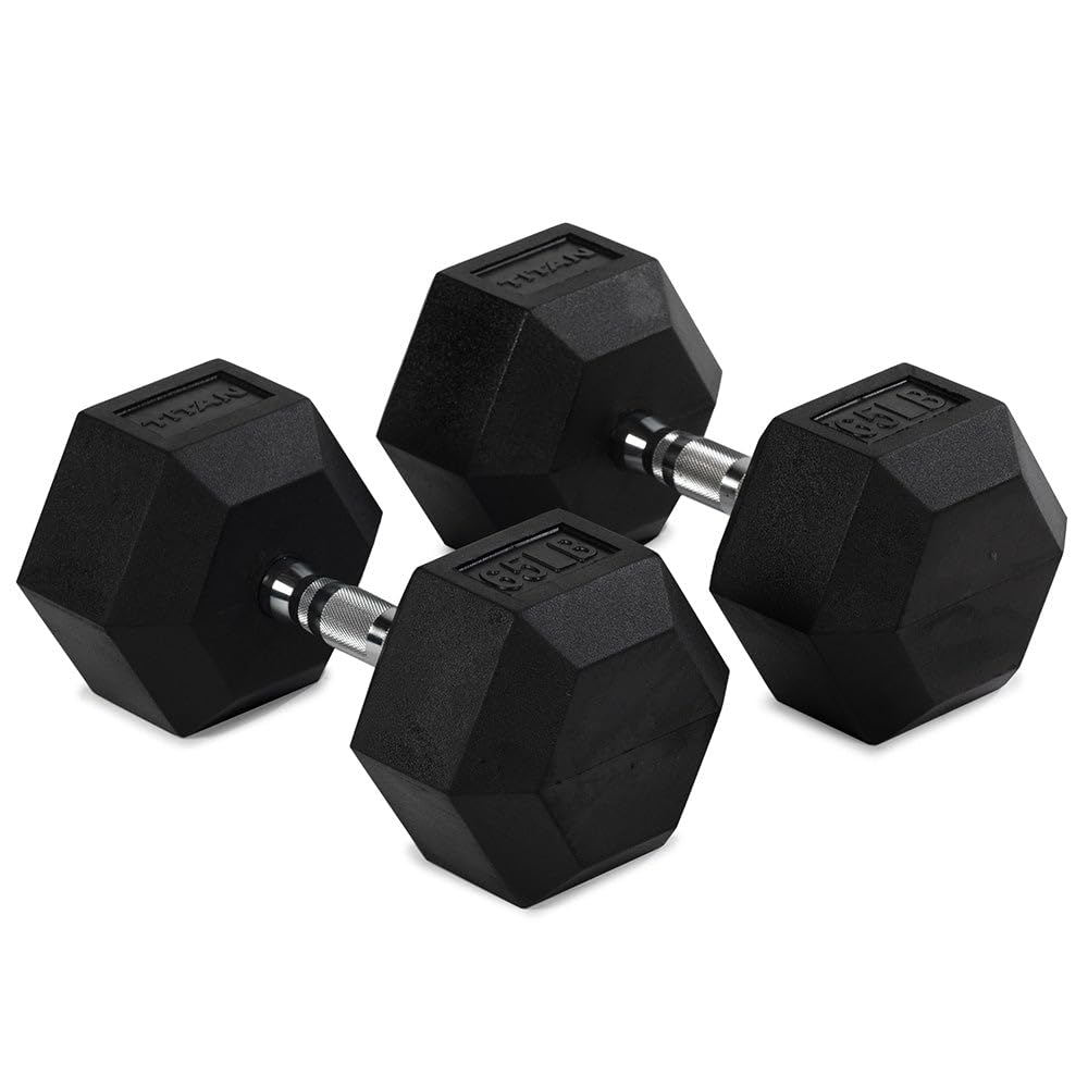 Titan Fitness Rubber Hex Dumbbell Pair