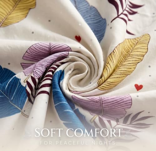 Image of BSB HOME 210 TC Cotton Feel Double Bedsheet with 2 Pillow Covers, Soft & Breathable Floral Printed Bed Sheet, Easy Care Bedding for Bedroom - 86 x 88 Inches (218 x 224 cm) (Vanilla Cream)