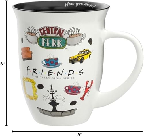 Miniatura 10 de Silver Buffalo Friends Central Perk - Taza de viaje de cerámica con logotipo, 10 onzas