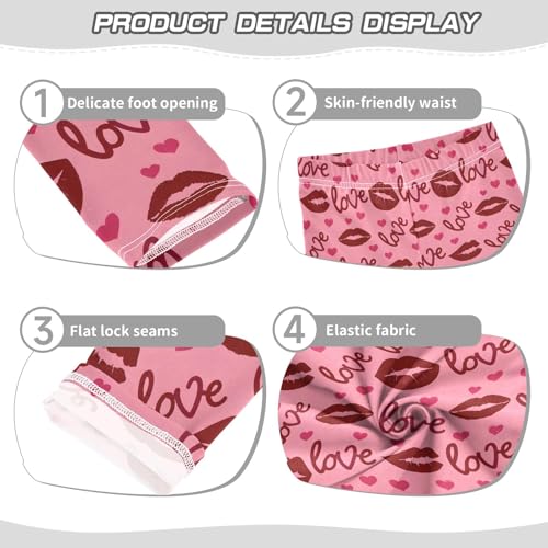 Mouth Heart Pattern Girls Leggings Soft Comfortable Athletic Leggings Dancing Pants for 4-10 Years3