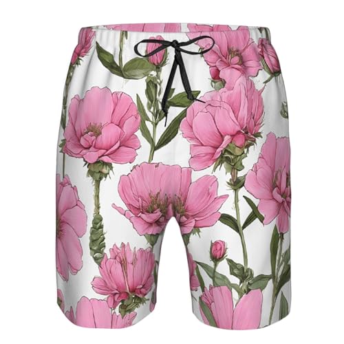 Garden Peony Men's Quick Dry Beach Shorts Swim Trunks with Pockets Board Shorts4