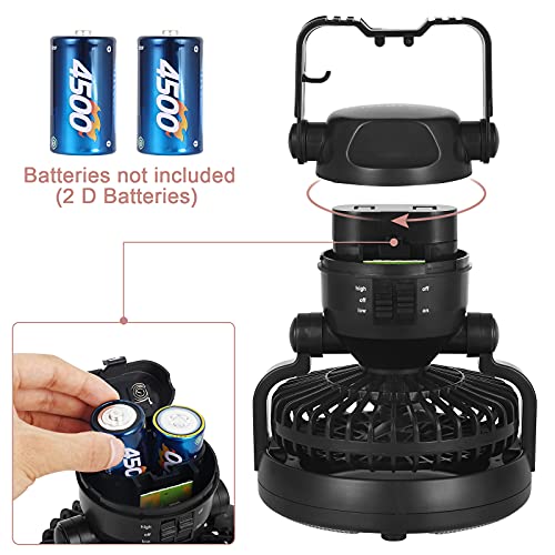 BTY Camping Light Fan, 2 in 1 Portable Hanging Camping Fan with LED Light, Camping Lantern with Ceiling Light for Tent, Hiking, Hurricane Emergency - Image 6