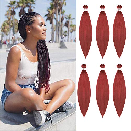 Pre-Stretched Braiding Hair Extensions 26 inch 6 Packs Synthetic Crochet Braids Natural Easy Braid Crochet Hair Hot Water Setting Professional Soft Yaki Texture (900#)