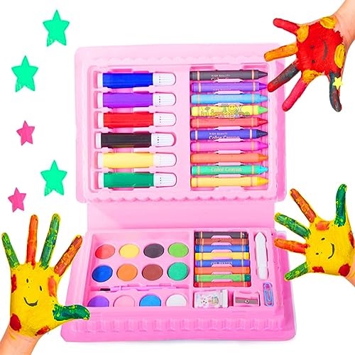 Image of Art and Craft Color Kit, 42 Pieces, Crayons, Water Colours, Sketch Pens, Painting Kit with Brushes (42 pcs, Multicolor)